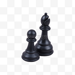 国际象棋黑白棋子图片_两个棋子简洁国际象棋黑色