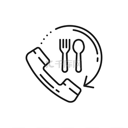 线性食物元素图片_在线订餐和快餐配送细线图标隔离