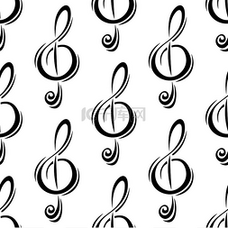 装饰性的形状图片_装饰性的音乐高音谱号黑色和白色