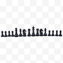 国际象棋黑白棋子图片_一组黑色国际象棋简洁棋子