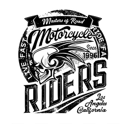 骑摩托车赛车图片_摩托车俱乐部会徽、头骨和翅膀图