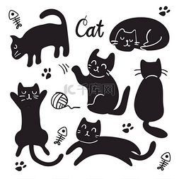 卡通猫字图片_猫字矢量设计、cat 矢量采集设计