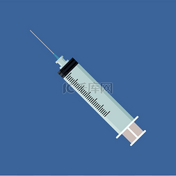 疫苗针头图片_医用注射器图标在蓝色背景矢量插