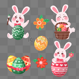 复活节彩蛋兔子图片_可爱的复活节彩蛋和兔子剪贴画