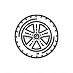 车轮矢量细线图标汽车轮胎和合金轮辋汽车服务车轮轮胎和合金轮辋线条图标汽车服务