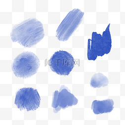 水粉颜料笔图片_水彩墨迹笔刷颜料套图蓝色