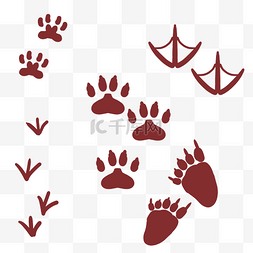 雪上的脚印图片_红色动物脚印