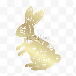金色兔年剪纸兔子