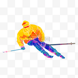 竞技体育海报图片_滑雪运动抽象男子运动员