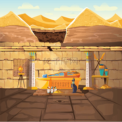 地下储气库图片_古埃及法老失墓，地下卡通矢量图
