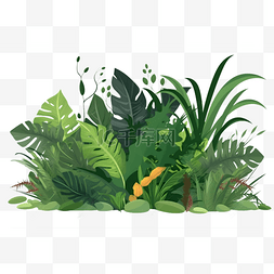 卡通绿图片_绿色植物草丛元素