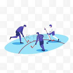体育竞技场图片_曲棍球冰球运动员赛场比赛插画