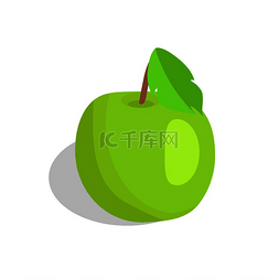 绿色苹果与叶矢量图上白色孤立。