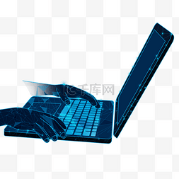 未来科技线条图片_低聚线框在线教育蓝色笔记本