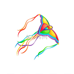 卡通风筝孤立的矢量图标五颜六色的飞行儿童玩具呈蝴蝶形状翅膀上有明亮的缎带尾巴孤立在白色背景上卡通风筝蝴蝶隔离矢量图标标志