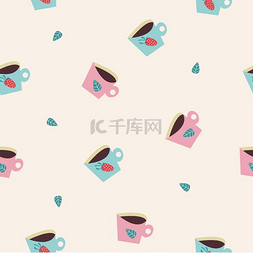 茶杯创意图片_无缝模式与可爱的卡通咖啡或茶杯
