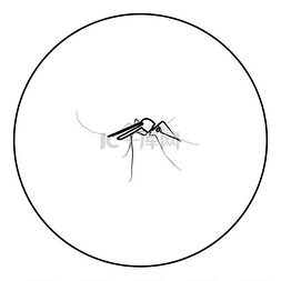 黑色圆形小图标图片_圆形轮廓矢量图中的蚊子图标黑色