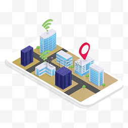 未来智能城市图片_2.5D信息化城市建筑定位