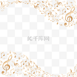 蓝色音乐素材图片_创意音乐金色音符边框