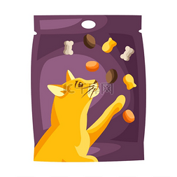 猫粮插图图片_猫粮包装插图动物饲料猫粮包装插