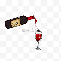 红酒葡萄酒手绘图片_卡通红酒