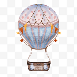 儿童热气球素材图片_彩旗花环精美热气球