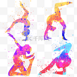 人奔跑的彩色剪影图片_艺术体操运动员抽象风格