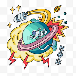 波普宇宙宇航员行星插画