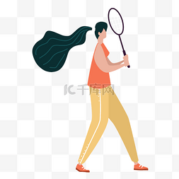 羽毛球标题图片_羽毛球运动黑色长发女生