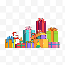 礼物盒圣诞树图片_诞节圣诞雪人礼物盒