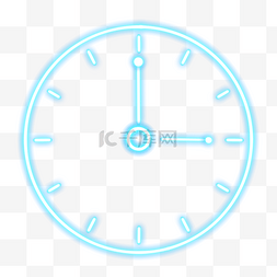 钟表创意简约蓝色线条霓虹光效