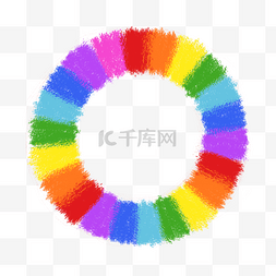 彩虹涂鸦图片_圆环形状卡通蜡笔彩虹边框