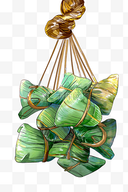 端午节粽子绿色图片_端午端午节水彩风粽子