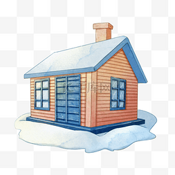 房子和雪水彩