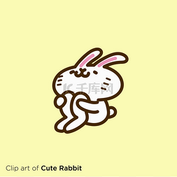 兔子动作抱腿委屈白兔