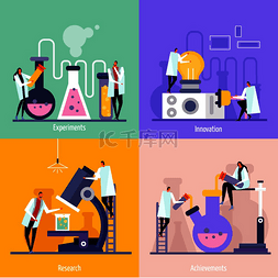 研究与创新图片_科学实验室平面设计概念与实验、