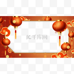 购物海报背景图片_春节红色喜庆的几何新年边框
