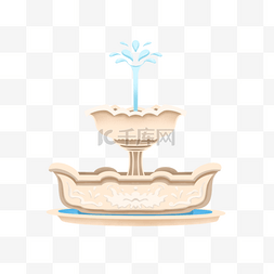 喷泉剪贴画米黄色水柱欧式建筑物