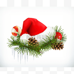 圣诞老人帽、圣诞树和锥形病媒