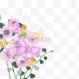 粉色蝴蝶花卉光效样式创意