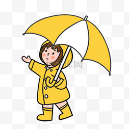 卡通女孩雨天图片_春雨主题撑伞的可爱女孩
