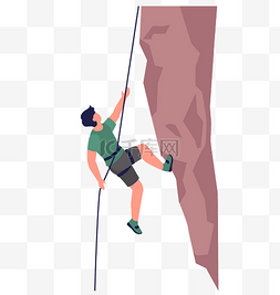 攀登励志图片_扁平男人拉绳攀岩攀爬山峰