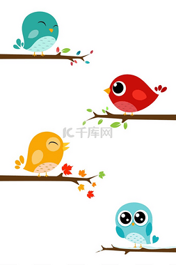 黄色秋季素材图片_坐在树枝上的鸟动物