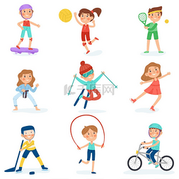 健康幼儿园图片_运动儿童、卡通运动员、幼儿园体