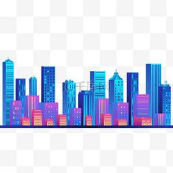城市建筑立面图片_城市渐变立面矢量扁平