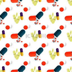 医疗彩色图片_无缝模式与医疗药物、彩色药丸、
