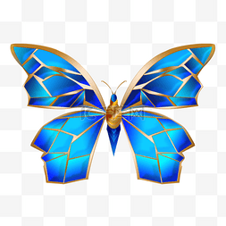 金色金属材质图片_金色边框宝石蓝翅膀蝴蝶