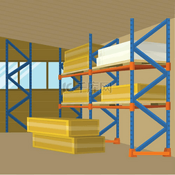 租赁图片_平面设计中的仓库机库建筑矢量。