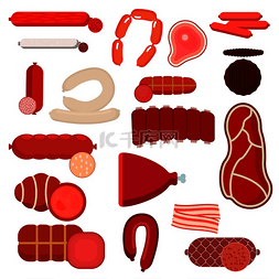 火腿切片图片_农场饲养的肉类产品，包括新鲜牛
