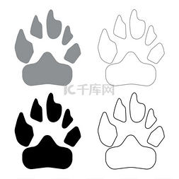 动物足迹图标插图灰色和黑色动物